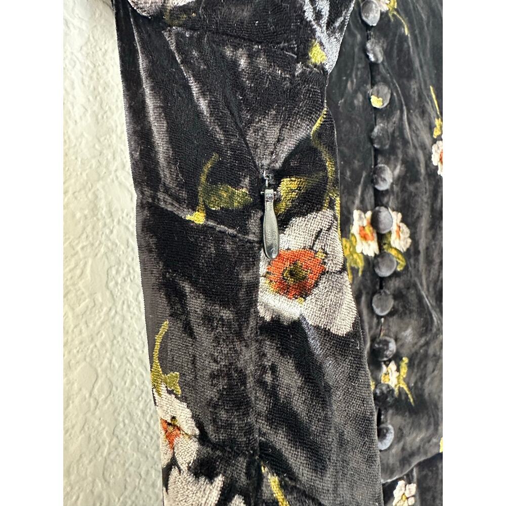 FREE PEOPLE Be My Baby Luxe Velvet Floral Mock Neck Vintage Mini Dress Size 2/XS - Picture 12 of 13